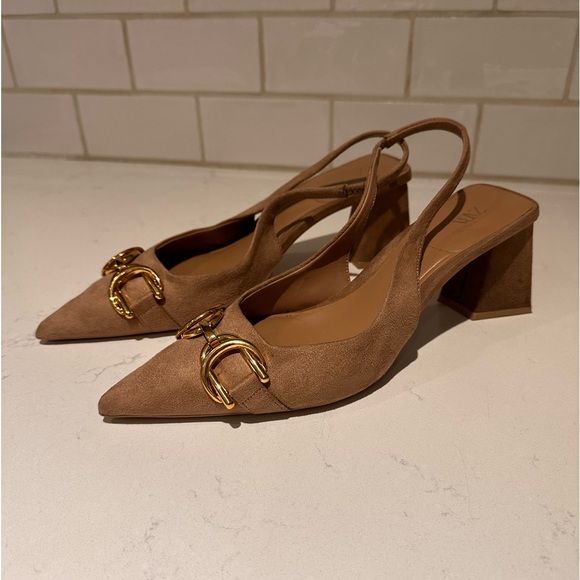 ZARA | BLOCK-HEEL SLINGBACK SHOES BROWN SIZE 9 - Picture 8 of 13